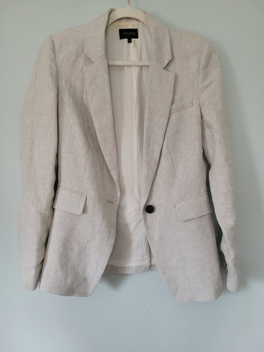 Women's Beige Linen Blend Single-Button Blazer - 1. State - Size 6 - Picture 6 of 8